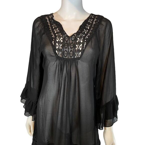Mariarerio Sheer Ruffle Night Gown - Picture 2 of 11
